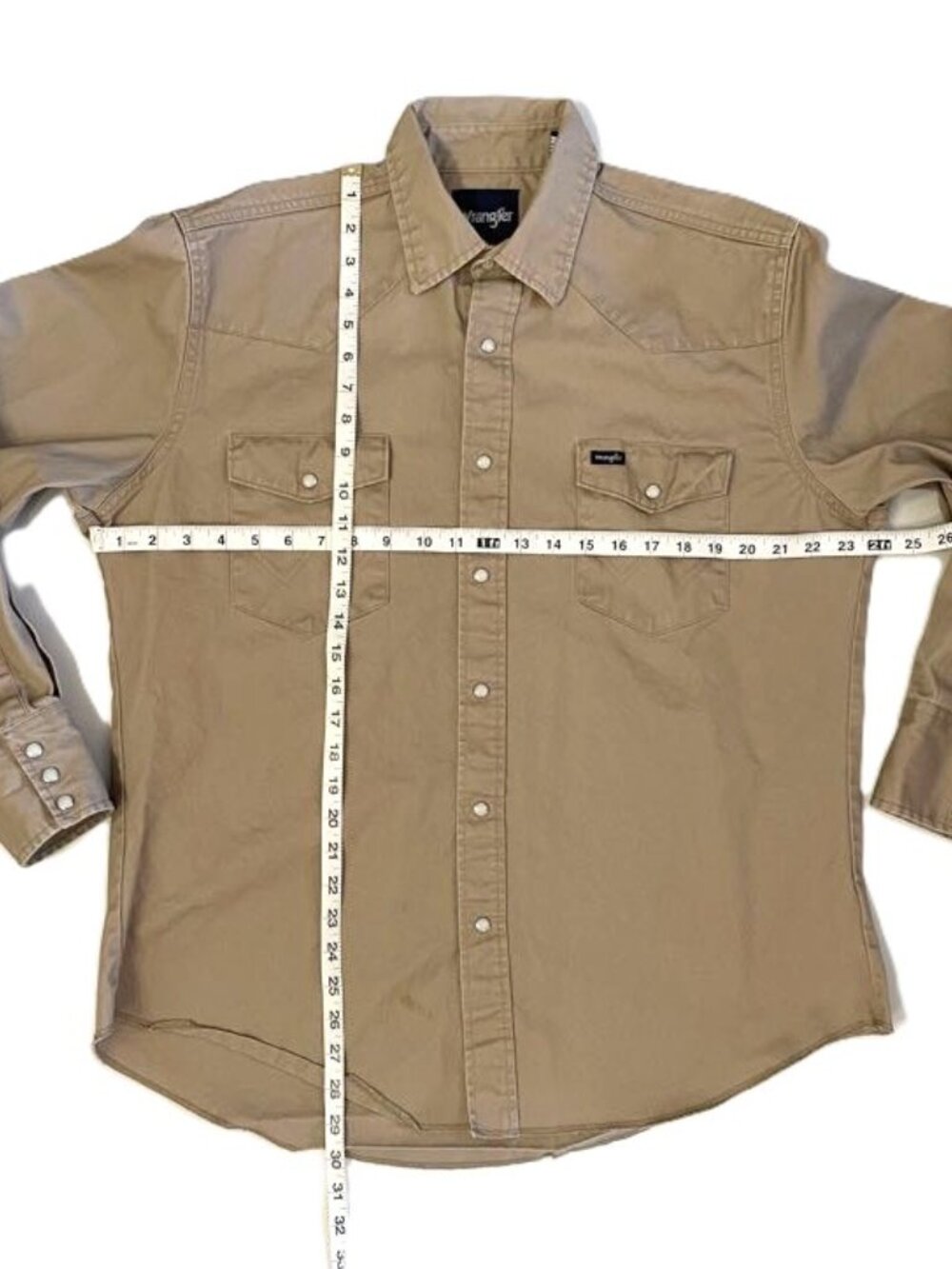 Vintage Wrangler Pearl Snap Shirt Large Heavyweight Long Sleeve Workwear Western - Picture 8 of 16